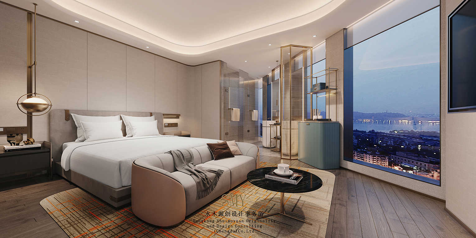 雙流酒店景觀大床房設(shè)計(jì)，酒店室內(nèi)設(shè)計(jì)